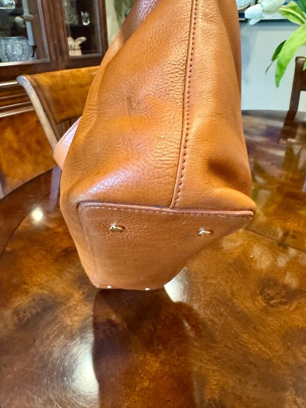 Tory Burch Cognac Leather Logo Tote - Picture 5 of 16